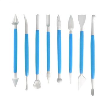 8 Stks/partij Fondant Cake Gebak Carving Cutter 16 Patronen Bloem Suiker Ambachtelijke Modelling Gereedschap Klei Fondant Cake Decorating Tool blauw
