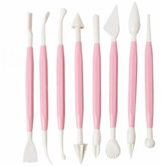 8 Stks/partij Fondant Cake Gebak Carving Cutter 16 Patronen Bloem Suiker Ambachtelijke Modelling Gereedschap Klei Fondant Cake Decorating Tool roze