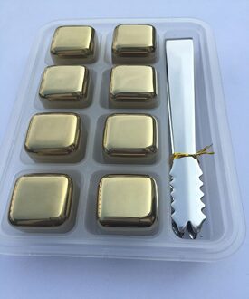 8 Stks/partij Golden Whisky Staal Ijs Koeler Whisky Roestvrij Stenen Voor Whisky Bier Bar Huishoudelijke Huwelijkscadeau Gunst Kerst