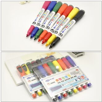 8 Stks/partij Kleurrijke Zwarte School Klaslokaal Whiteboard Pen Droog White Board Markers Ingebouwde Gum Student Kinderen Tekening Pen