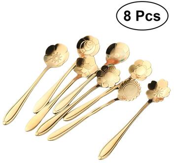 8 stks/partij Koffie Suiker Lepels Rvs Ijs Dessert Thee Lepel Bloemvorm Servies Set