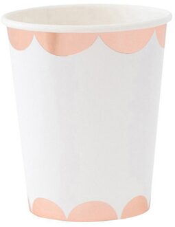 8 stks/set 270ml Double-layer Papier Cup Rose Gold Wegwerp Servies Papier Cup voor Christmas Party Verjaardag Servies levert 270ml C