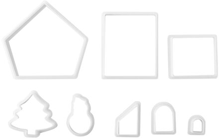 8 Stks/set 3D Kerst Cookie Cutters Cake Cookie Mold Fondant Cutter Diy Bakken Tools Xmas Huis Ambachtelijke Bakken Plastic Mal