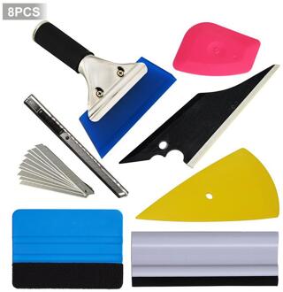 8 Stks/set Auto Glas Beschermende Film Autoruit Inpakken Tint Installeren Tool Inclusief Vloertrekkers Schrapers Film Snijders