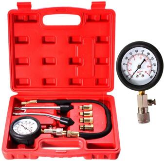 8 Stks/set Automotive Benzinemotor Compressie Tester Test Kit Gauge Motorfiets Tool Valve Cilinder Druk Testen Meter