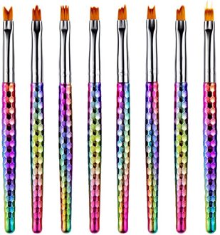 8 Stks/set Bloemblaadje Nail Brush Schilderij Tekening Nail Pen Van Geschilderd Gradiënt Pen Een-Slag Gedessineerde Nail Franse Borstels paznokcie