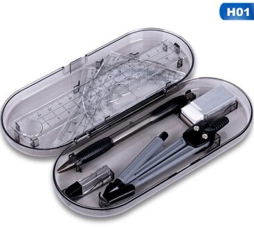 8 Stks/set Draagbare School Math Geometry Studie Tekening Tool Studie Kompas Potlood Kit Heerser Set Opbergdoos