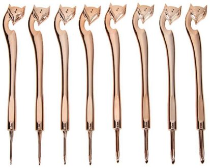 8 stks/set Goud Vos Patroon Plastic Plating Haak Haak Weave Craft Breien Naalden Diy Weven Gereedschap Kit
