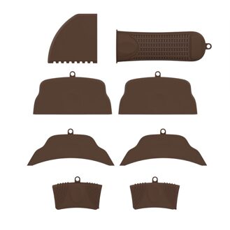 8 Stks/set Keuken Accessoires Siliconen Pot Pan Steelpan Handvat Deksel Warmte-isolatie Grip Mouw Kitchen Tools & Gadgets bruin