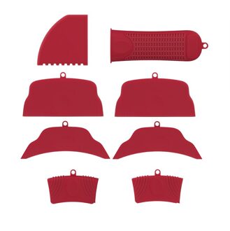 8 Stks/set Keuken Accessoires Siliconen Pot Pan Steelpan Handvat Deksel Warmte-isolatie Grip Mouw Kitchen Tools & Gadgets rood