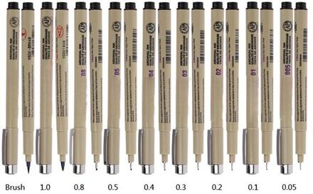 8 Stks/set Liner Pen Pigma Micron Trekken Marker Waterdicht Glad Fineliner Manga Schets Tekening Liners Markers Rotulador Pen