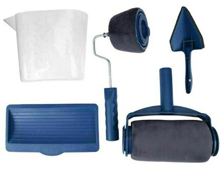 8 Stks/set Multifunctionele Wanddecoratie Verf Roller Hoek Borstel Handvat Tool Diy Huishoudelijke Eenvoudig Te Bedienen Verf borstel Set 5stk