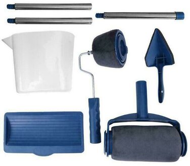 8 Stks/set Multifunctionele Wanddecoratie Verf Roller Hoek Borstel Handvat Tool Diy Huishoudelijke Eenvoudig Te Bedienen Verf borstel Set 8stk