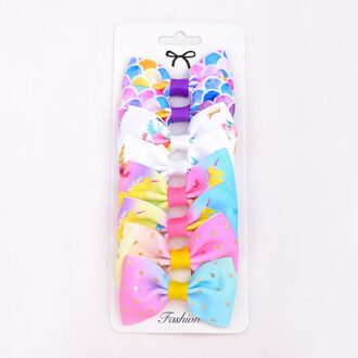 8 Stks/set Print Grosgrain Lint Haarelastiekjes Clips Kleine Bogen Voor Kinderen Meisjes Hoofddeksels Diy Kids Haaraccessoires Beste 1