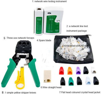 8 stks/set RJ45 RJ11 RJ12 CAT5 CAT5e Draagbare LAN Netwerk Reparatie Tool Kit Utp netwerk kabel tester Tang Crimper Plug klem