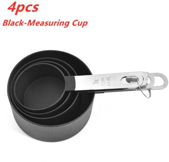 8 Stks/set Rvs Maatbekers Lepels Keuken Bakken Koken Tools Set 4 Lepels + 4 Cups Blauw Roze Grijs groen 4stk zwart Cup