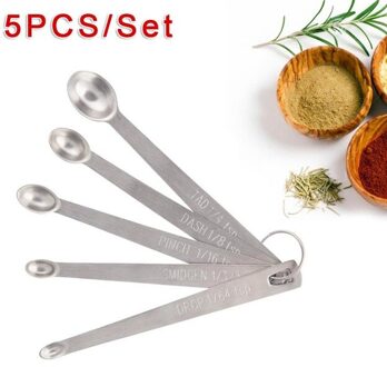 8 Stks/set Rvs Maatbekers Lepels Keuken Bakken Koken Tools Set 4 Lepels + 4 Cups Blauw Roze Grijs groen 5stk Mini reeks