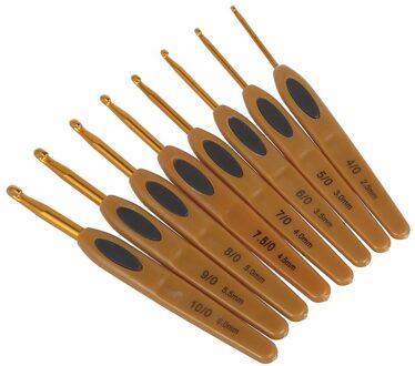 8 Stks/set Soft Touch Haaknaalden 2.5-6Mm Aluminium Breien Weave Craft Yarn Breien Naalden Draagbare Trui Hand naaien Gereedschap Goud