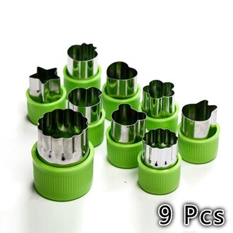 8 Stks/set Van Cartoon Rijst Groente En Fruit Cutter Mold Mold Bloemvormige Biscuit Cutter Rvs Snijgereedschap 9stk