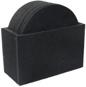 8 Stks/set Vilt Hittebestendige Onderzetters Absorberende Costers Drink Cup Mat Cup Servies Met Holder Antislip Voor Thuis en Keuken zwart