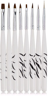 8 stks/set Zebra Afdrukken Nail Art Borstel Houten Handvat Nail Professionele Apparatuur Pen Uv Gel Builder Schilderij Tekening Borstels