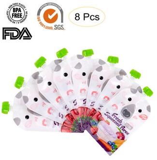 8 Stuks 148Ml Babyvoeding Opslag Pouch Portable Bpa-vrij Herbruikbare Verzegelde Complementaire Voedsel Pouch Zelfgemaakte Puree Pulp opbergtas 8 stk kleur 2