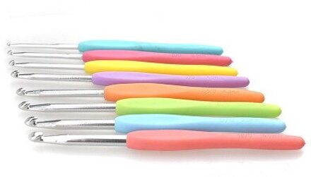 8 Stuks 2.5-6.0Mm Kleurrijke Zachte Plastic Handvat Alumina Haaknaalden Breinaalden Set Gehaakte Handgemaakte Naalden 8stk