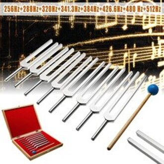 8 Stuks 256-512Hz Aluminium Muzikale Tuning Vork Sound Healing Therapie Tool Set