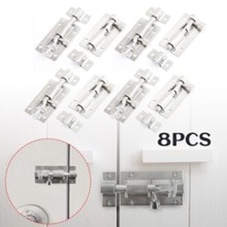 8 Stuks 2Inch Deur Bolt Sloten Rvs Sliding Sloten Voor Indoor Outdoor Glijdende Bolt Sliding Sloten Voor Deuren kasten Bad