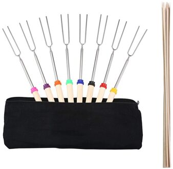 8 Stuks 32 "Marshmallow Roosteren Sticks Roestvrij Uitbreiding Dog Vorken Barbecue Smores Spies Camping Kookgerei Kampvuur Koken