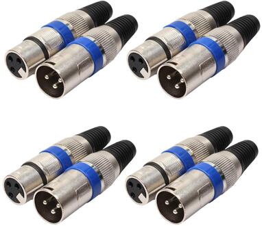 8 Stuks 4 Mannelijke 4 Vrouwelijke Xlr 3Pin Plug Microfoon Audio Kabel Connector Adapter Mini Draagbare Accessoires