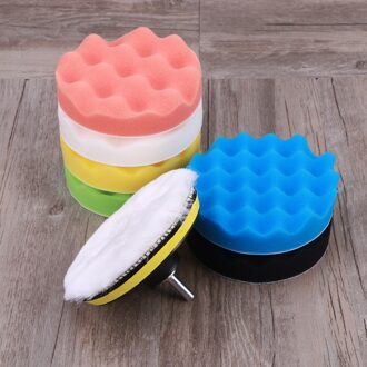 8 Stuks 5 Inch Buffing Spons Polijsten Pad Zelfklevende Schijf Wol Disc Polijsten Wax Schuren Pad Kit Voor auto zoals getoond 1