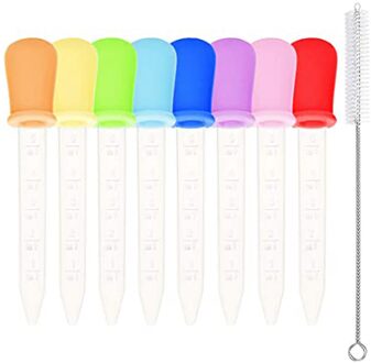 8 Stuks 5Ml Siliconen Plastic Pipet Kleurrijke Druppelaar Voeden Liquid Eye Oor Pipet Druppelaar School Lab Experiment Levert