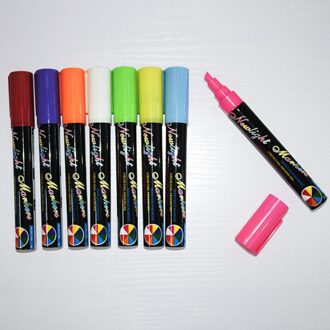 8 Stuks 8 Kleur Markeerstift Fluorescerende Vloeistof Krijt Marker Diy Neon Pen 6Mm Voor Led Schrijfbord Reclamebord