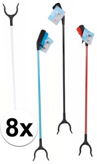 8 stuks afvalgrijpers in verschillende kleuren - 83 cm - afvalgrijper