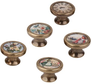 8 Stuks Antiek Messing Kastdeur Ladekast Pull Slingerknop Vogel Bloem