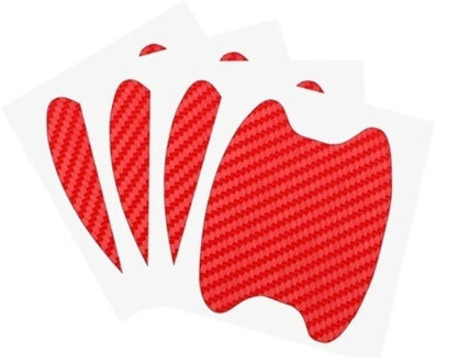 8 stuks Auto Bescherming Handvat Film Universele Onzichtbare Auto Deur Sticker Krassen Slip Cover Auto Bescherming Handvat Film Rood