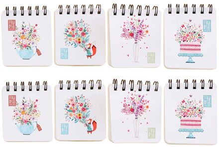 8 Stuks Cartoon Spoel Notebook Draagbare Notepad Praktische Notitieblokken Memo Pad Briefpapier Nota Voor Kantoor School (Willekeurige stijl)