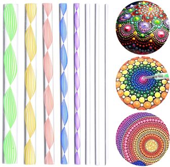 8 stuks DIY Craft Mandala Stencils Dot Schilderen Mandala Stone Embossing Starter Kit Tekening Schilderen Pen Puntjes Kids Craft DIY