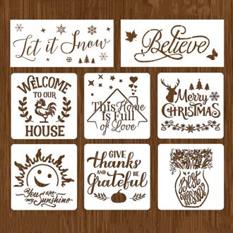8 Stuks Diy Schilderen Templates Embossing Letters Hollow Tekening Stencils Craft Decoratieve Kaart Template