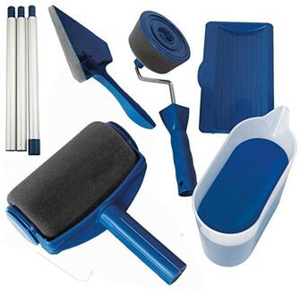 8 stuks DIY Verf Roller Borstel Gereedschap Set Huishoudelijke Gebruik Muur Decoratieve Handvat Stroomden Edger Tool Schilderen Borstel met naad