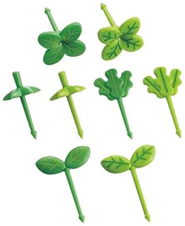 8 Stuks Fruit Vork Plastic Fruit Pick Kinderen Tandenstoker Voedsel Prod Bladeren Kids Snack Cake Dessert Vork Lunchbox accessoires 8stk