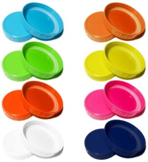 8 Stuks Gekleurde Mason Pot Deksels Food-Grade Plastic Opslag Caps Voor Weckpotten Anti-Krasbestendig Oppervlak ANDF889