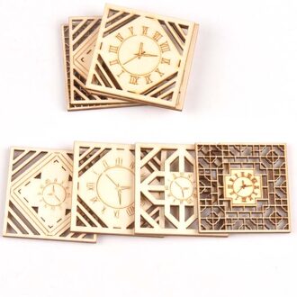 8 Stuks Gemengde Klok Patroon Houten Scrapbooking Hout Decoratie Voor Handgemaakte Accessoire Naaien Home Decoratie M2141