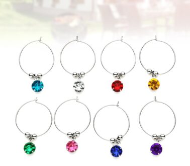8 Stuks Kleurrijke Diamanten Glas Opknoping Ring Opknoping Diy Glas Ring Voor Restaurant Hotel Bar (Gemengde Kleur)