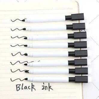 8 Stuks Lytwtw's Whiteboard Pen Creatieve Met Borstel Waterbasis Kleine Uitwisbare Pen School Kantoorbenodigdheden White Board marker Donkergrijs