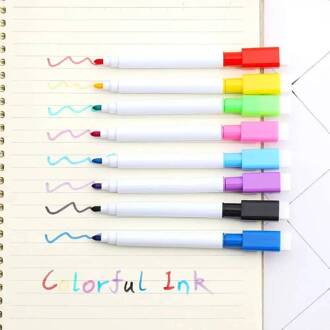 8 Stuks Lytwtw's Whiteboard Pen Creatieve Met Borstel Waterbasis Kleine Uitwisbare Pen School Kantoorbenodigdheden White Board marker Gemengde kleur