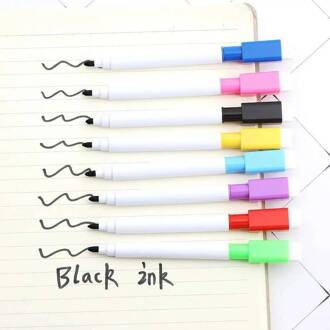 8 Stuks Lytwtw's Whiteboard Pen Creatieve Met Borstel Waterbasis Kleine Uitwisbare Pen School Kantoorbenodigdheden White Board marker zwart