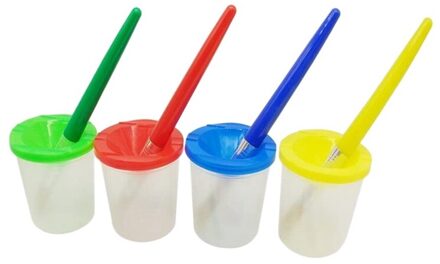 8 Stuks Penselen Kit Spill-Proof Verf Flessen Met Deksels En Diverse Kleuren Penselen Voor Kinderen