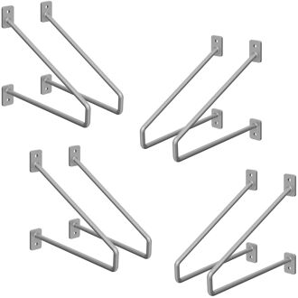 8 stuks plankbeugel, 220 mm, zilver, gemaakt van staal, haarspeld plankbeugels, zwevende plankbeugel, Zilverkleurig